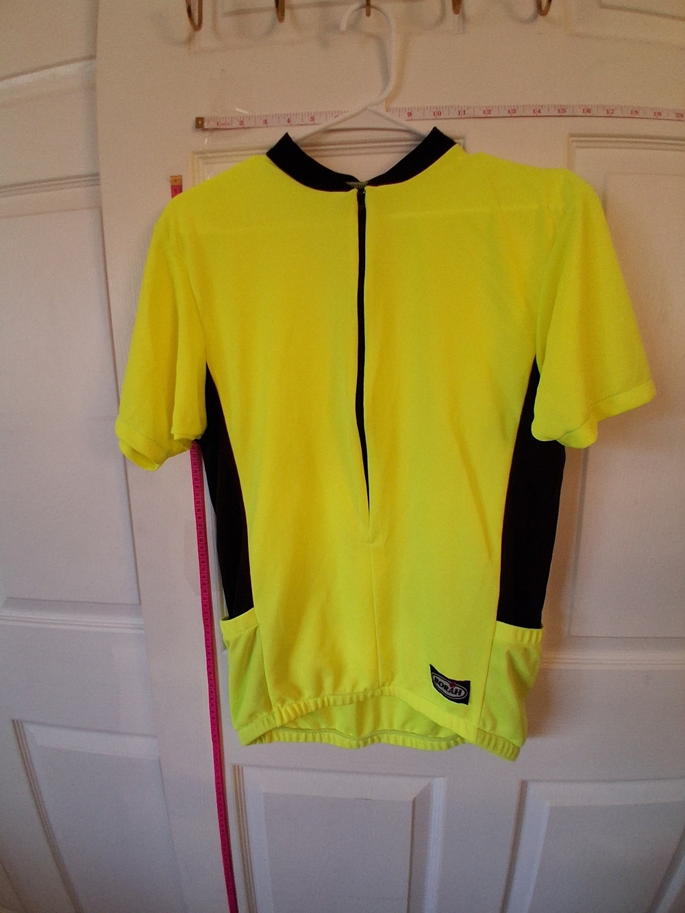 Men's High-Visibility Yellow Cycling Jersey with Black Accents